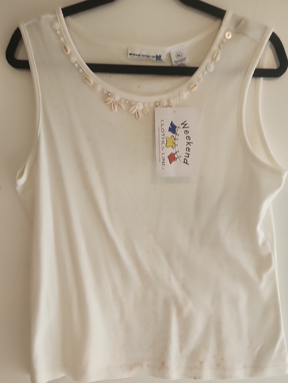 Women's Cream Beaded Tank Top
